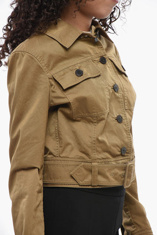 Legegro Cotton Crop Jacket With Belt