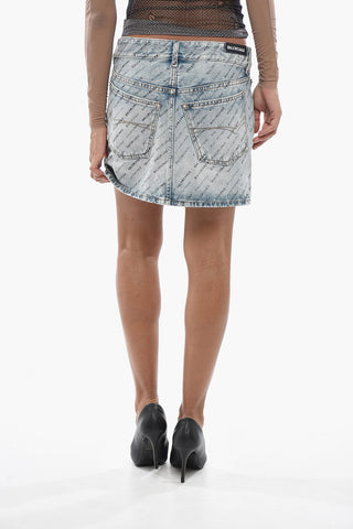 Minigonna in Denim con Logo All-Over