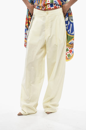 Cotton Wide-Leg Pants PHEBE With Rhinestone Chain