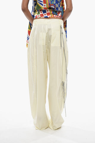 Pantaloni Wide Leg PHEBE In Cotone con Catena in Strass