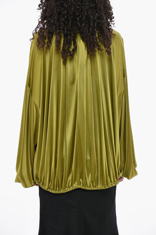 Loose Satin Blouse with Deep V-Neck