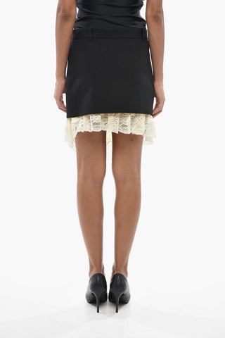 Wool Miniskirt with Lace Hem