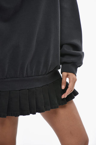 Mini Fleece Dress with Collar and Pleated Skirt