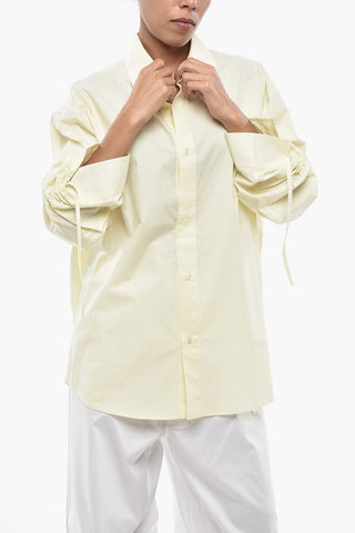 Cotton Blouse KEANU With 3/4 Draped Sleeves