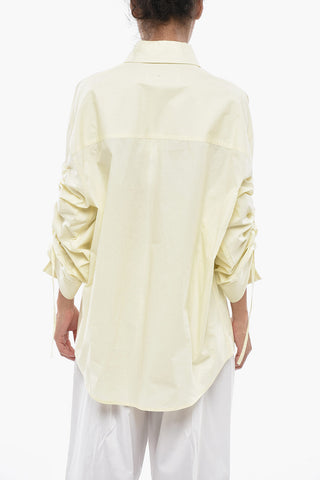Cotton Blouse KEANU With 3/4 Draped Sleeves