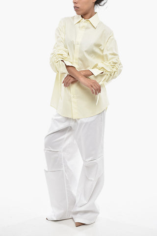 Cotton Blouse KEANU With 3/4 Draped Sleeves