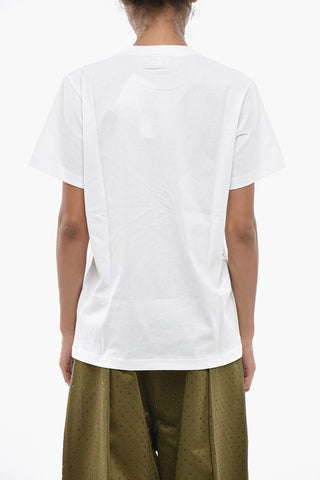 Cotton Crewneck T-Shirt With Contrast Print