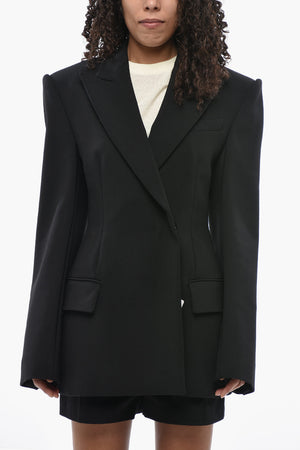 Virgin Wool Double-Breasted Jacket DANZICA with Peak Lapel