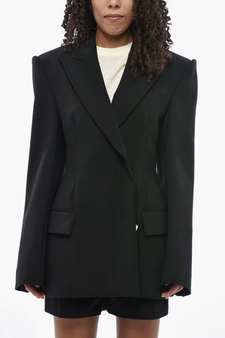 Virgin Wool Double-Breasted Jacket DANZICA with Peak Lapel
