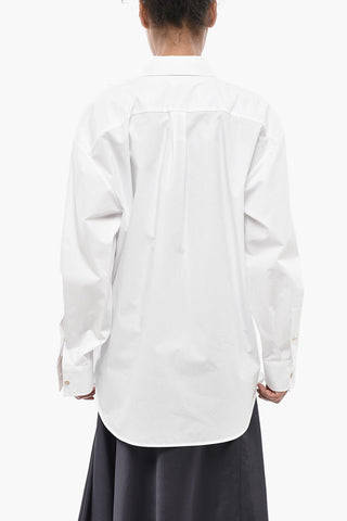 Camicia rouches Cannolé in Popeline di Cotone con Bottoni Gioiello