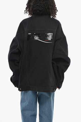 Oversized Denim Jacket with Logo Buttons