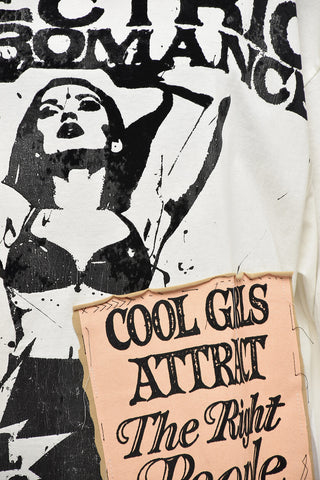 T-s-shirt Girocollo in Cotone Oversized con Stampe a Contrasto e Ricamo Patch