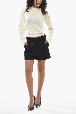 SPORTMAX Stretch Cotton Shorts BELGIO With Double Pleats