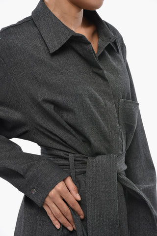 Maxi-Hemdkleid PLANE A einfarbig mit Gürtel