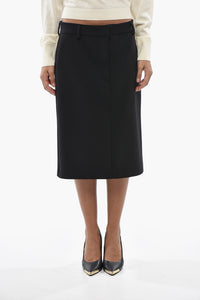 SPORTMAX Virgin Wool Midi Skirt LAGO with Slit