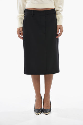 SPORTMAX Virgin Wool Midi Skirt LAGO with Slit