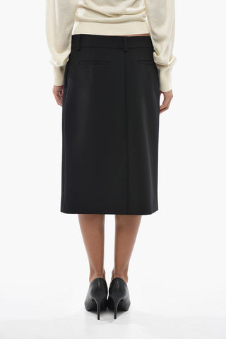 SPORTMAX Virgin Wool Midi Skirt LAGO with Slit