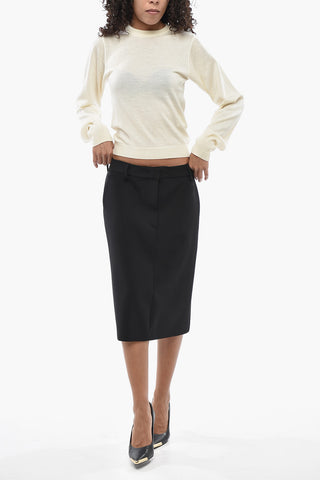 SPORTMAX Virgin Wool Midi Skirt LAGO with Slit