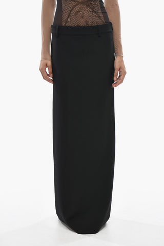Long Pencil Skirt in Wool with Back Vent