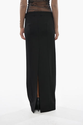 Long Pencil Skirt in Wool with Back Vent