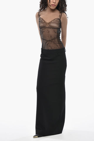 Long Pencil Skirt in Wool with Back Vent