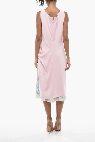 Midi Dress with Side Slit and Inner Floral Slip