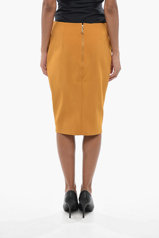 Solid-Color Midi Skirt with Iconic Zip Closure