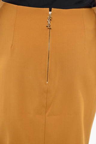 Solid-Color Midi Skirt with Iconic Zip Closure