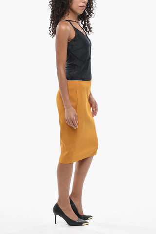 Solid-Color Midi Skirt with Iconic Zip Closure