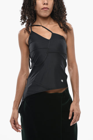 Kurzes Halterneck-Top Aus Stretch-Nylon