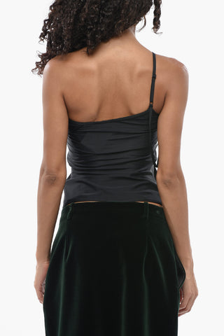 Kurzes Halterneck-Top Aus Stretch-Nylon