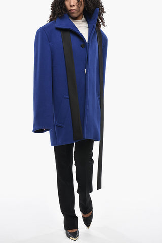 Wool Maxi Coat With Belt And Concealed Buttoning