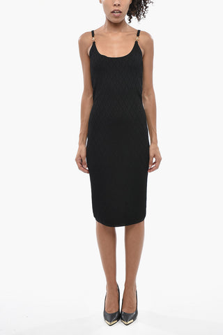 Sleeveless Fitted Dress with Iconic Gold-Effect Detail