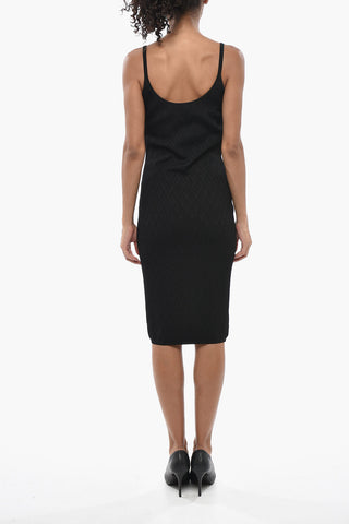 Sleeveless Fitted Dress with Iconic Gold-Effect Detail