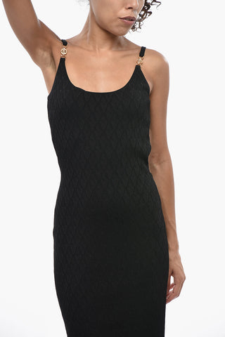 Sleeveless Fitted Dress with Iconic Gold-Effect Detail