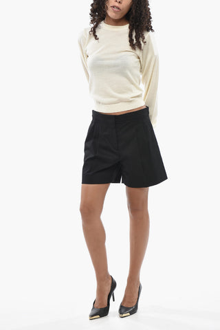 STUDIO Stretch Cotton Shorts ADRIA With Double Pleats