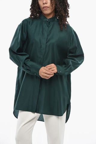 Oversize-Bluse aus leichter Baumwolle ANTA mit Stehkragen