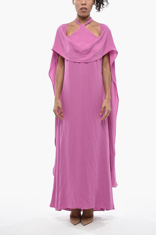 Maxi-Kleid Aus Seide Mit Neckholder In Uni