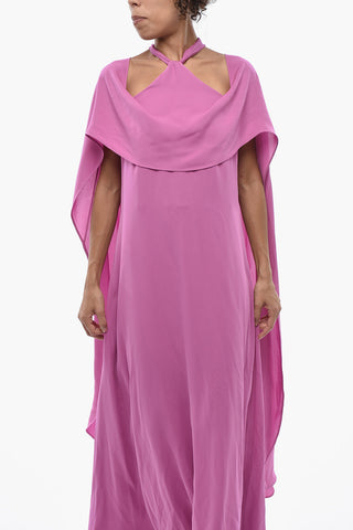 Maxi-Kleid Aus Seide Mit Neckholder In Uni