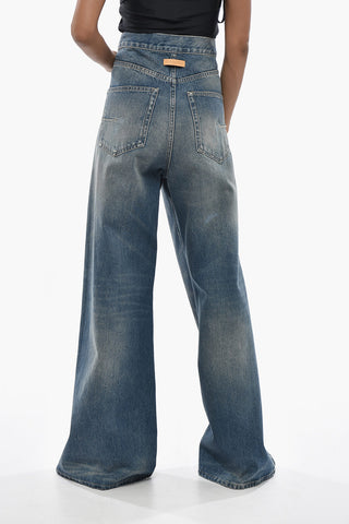 Wide-Leg Distressed Jeans 34cm
