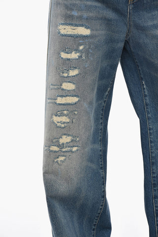 Wide-Leg Distressed Jeans 34cm