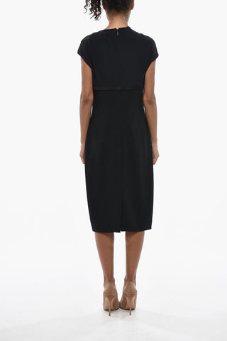 Fitted Solid-Color Dress with Iconic Detail