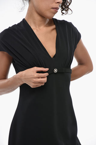 Fitted Solid-Color Dress with Iconic Detail