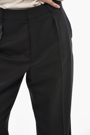 High-Waist Single-Pleat Wool-Twill Trousers