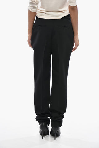 Slim-Fit Wool Trousers With Hidden Button Closure