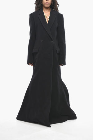 Doppelreihiger Maxi-Mantel Aus Wolle Und Nylon