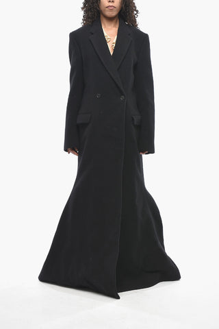 Wool And Nylon Double-Breasted Maxi Coat
