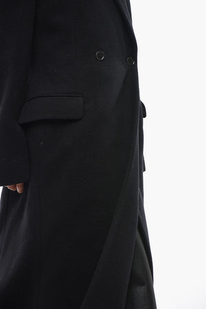 Doppelreihiger Maxi-Mantel Aus Wolle Und Nylon