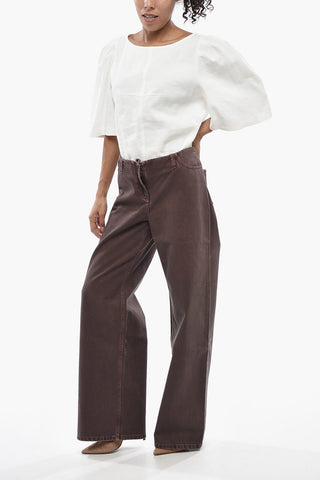 Solid-Color Wide-Leg Jeans
