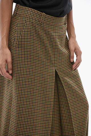 Wide-Leg Wool Shorts With Houndstooth Pattern